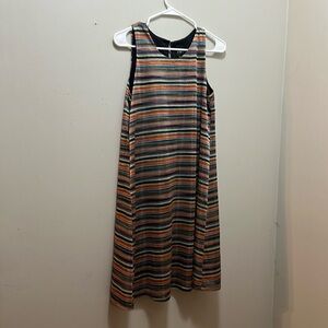 AKA New York Orange Brown Midi A-Line Dress